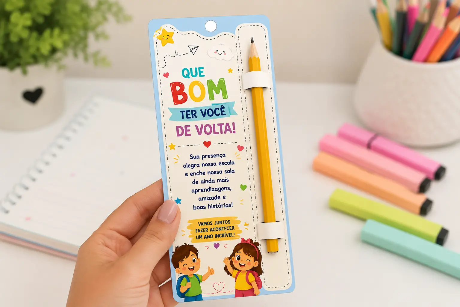 📚✨ Marcador de Página com Lápis – Volta às Aulas ✨