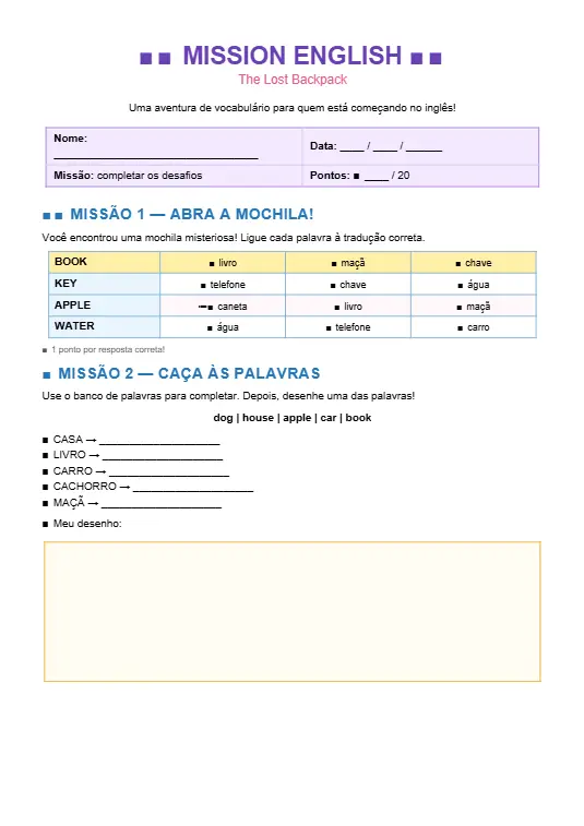Missão de Inglês