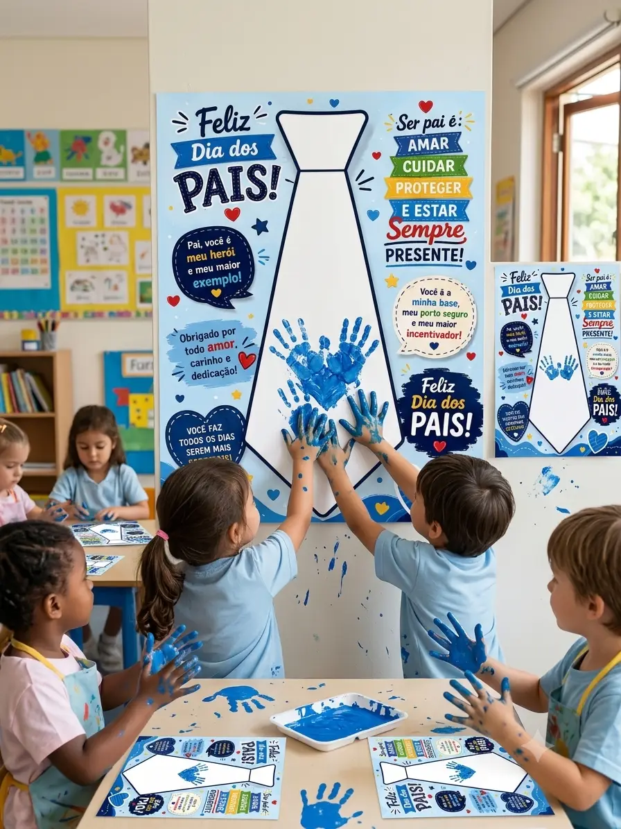 Gravata da Mãozinha Dia dos Pais em PDF | Painel Interativo e Lembrancinha Afetiva
