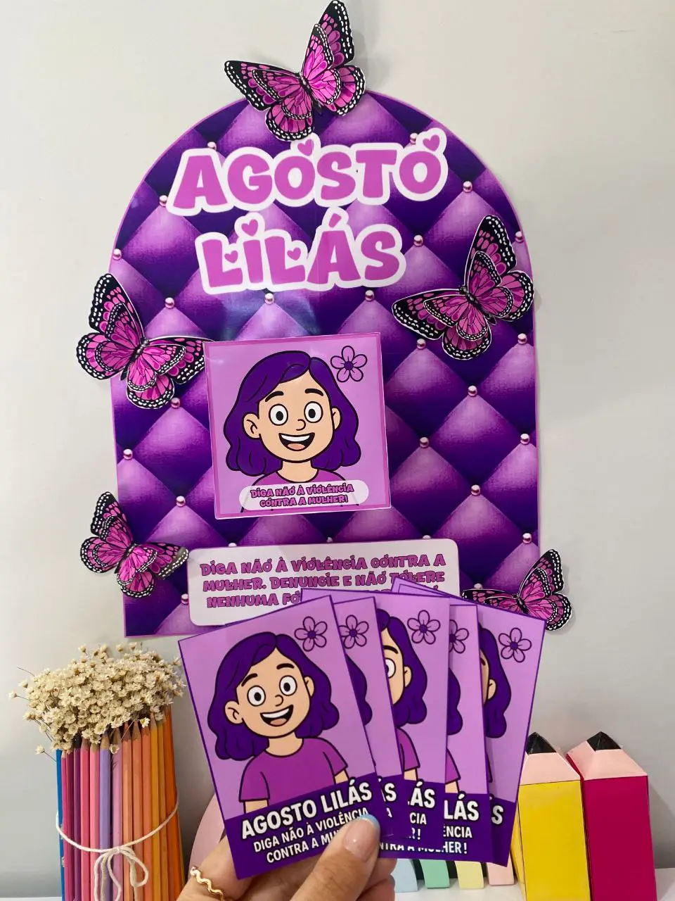 Agosto Lilás para Imprimir | Painel e Kit de Conscientização