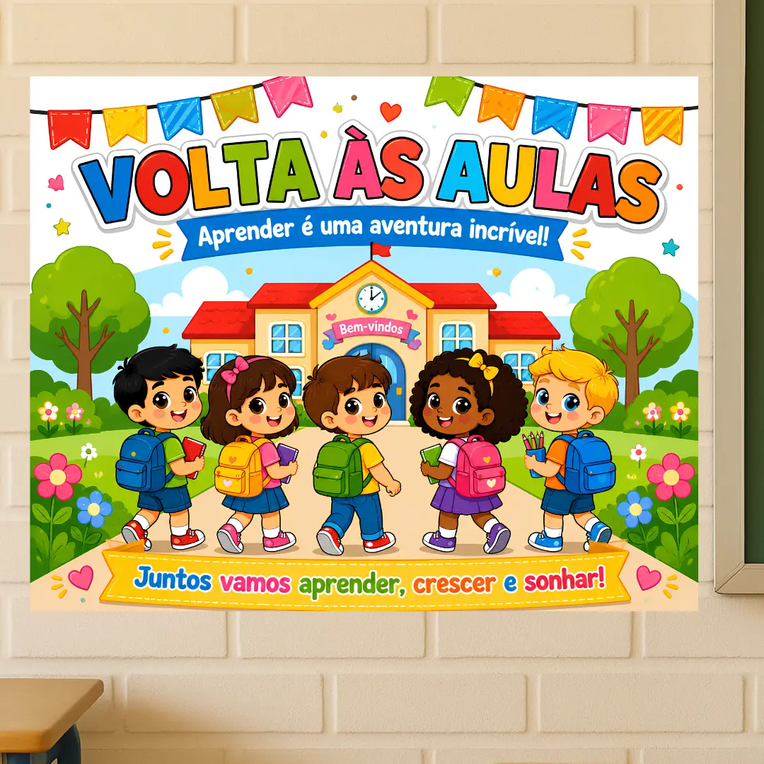 Painel Volta às Aulas - (Disponível em 6 folhas a4 e 15 folhas a4)