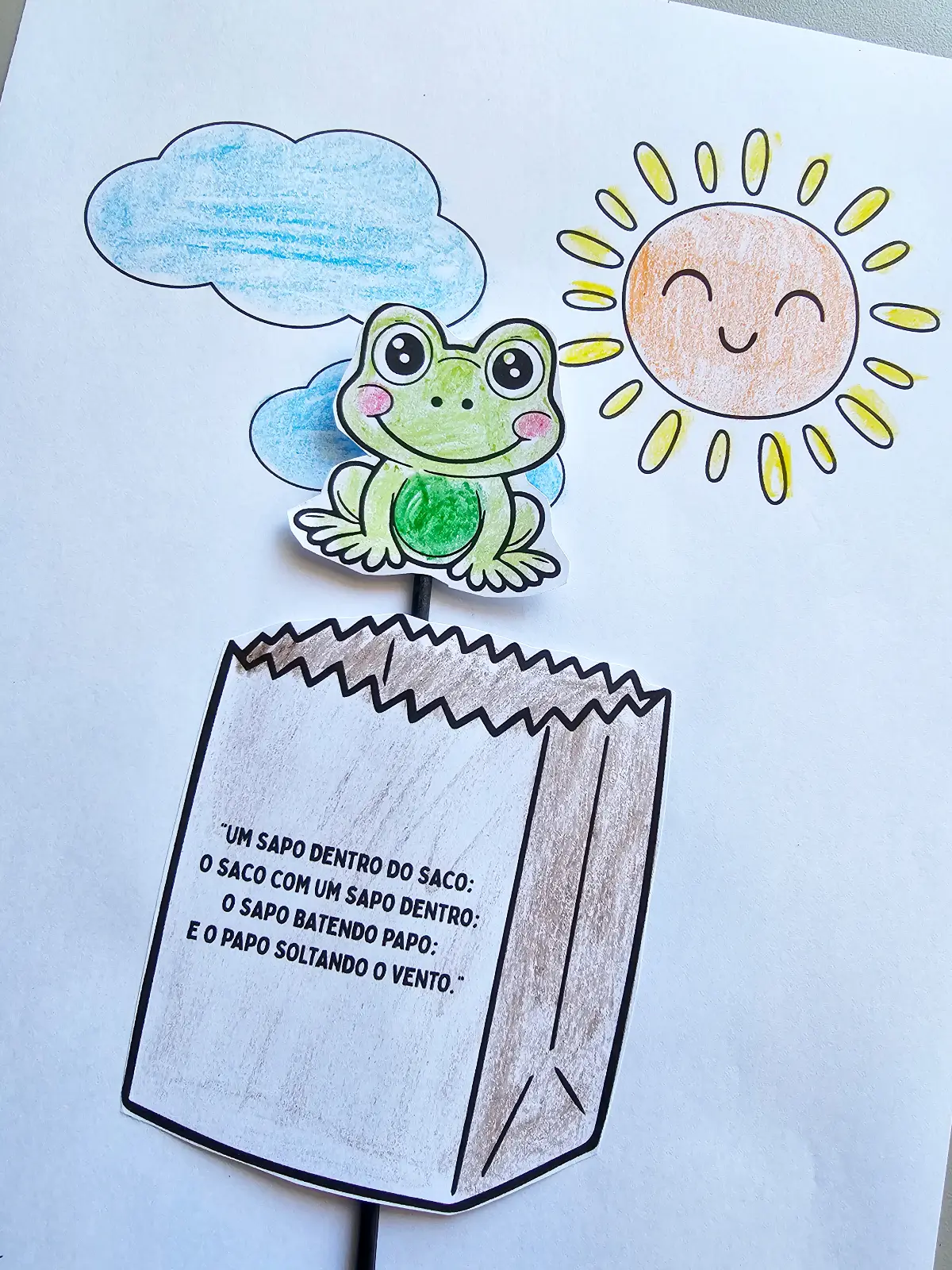 Atividade Interativa Trava-Língua "O Sapo no Saco" – PDF para Colorir, Recortar e Montar