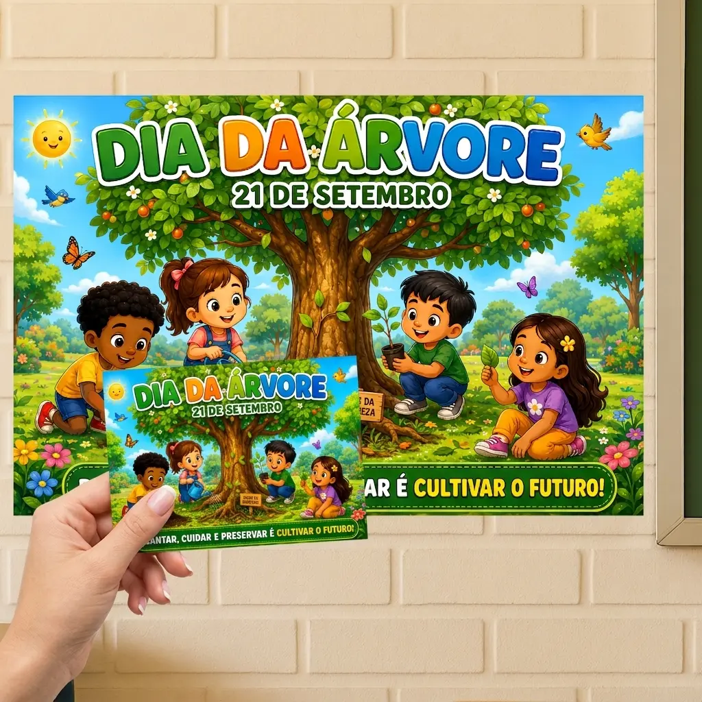 Painel Dia da Árvore(8 e 18 Folhas A4) + folha Individual A4