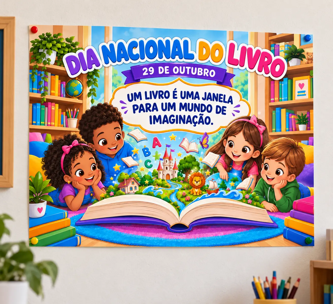 Painel Dia Nacional do Livro – Decoração Escolar