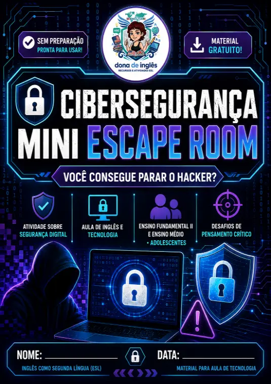 Atividade de Cibersegurança em Inglês para Adolescentes