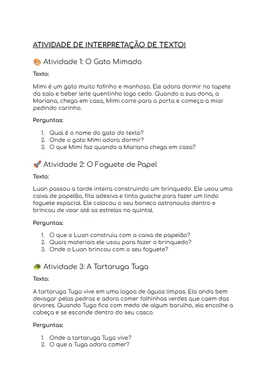 Atividade de língua portuguesa
