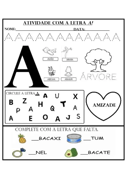 ATIVIDADE COM A LETRA A