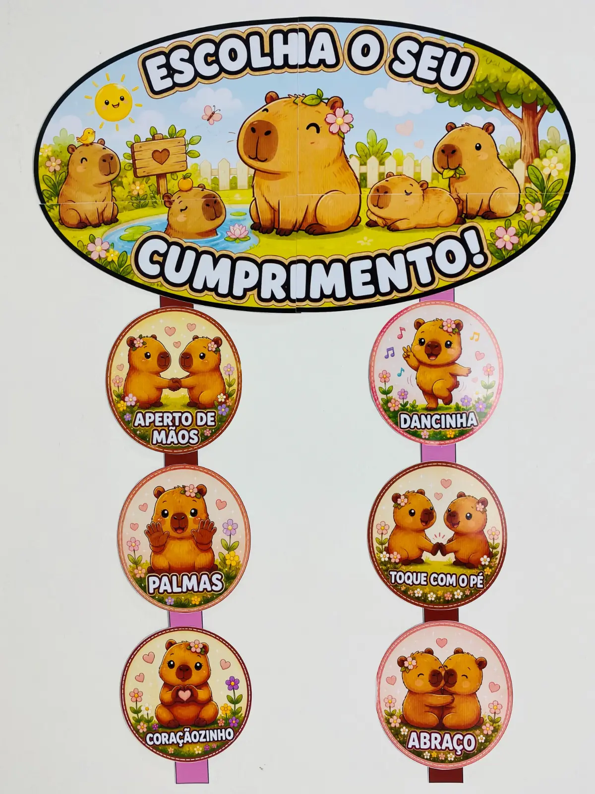 Cumprimento Divertido Capivara - Atividade PDF para Educação Infantil