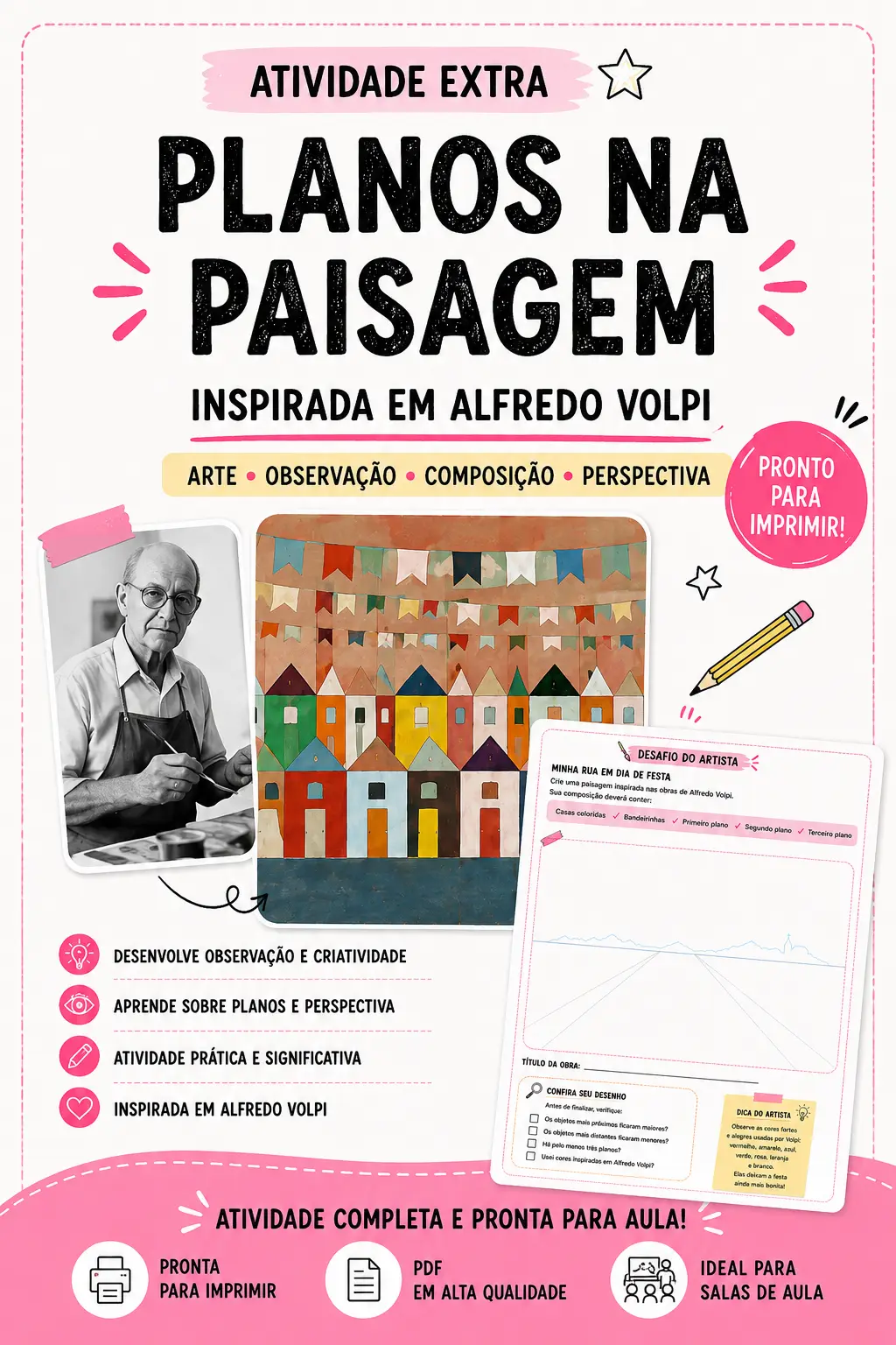 Artes visuais - planos e perspectivas - Inspirado em Alfredo Volpi