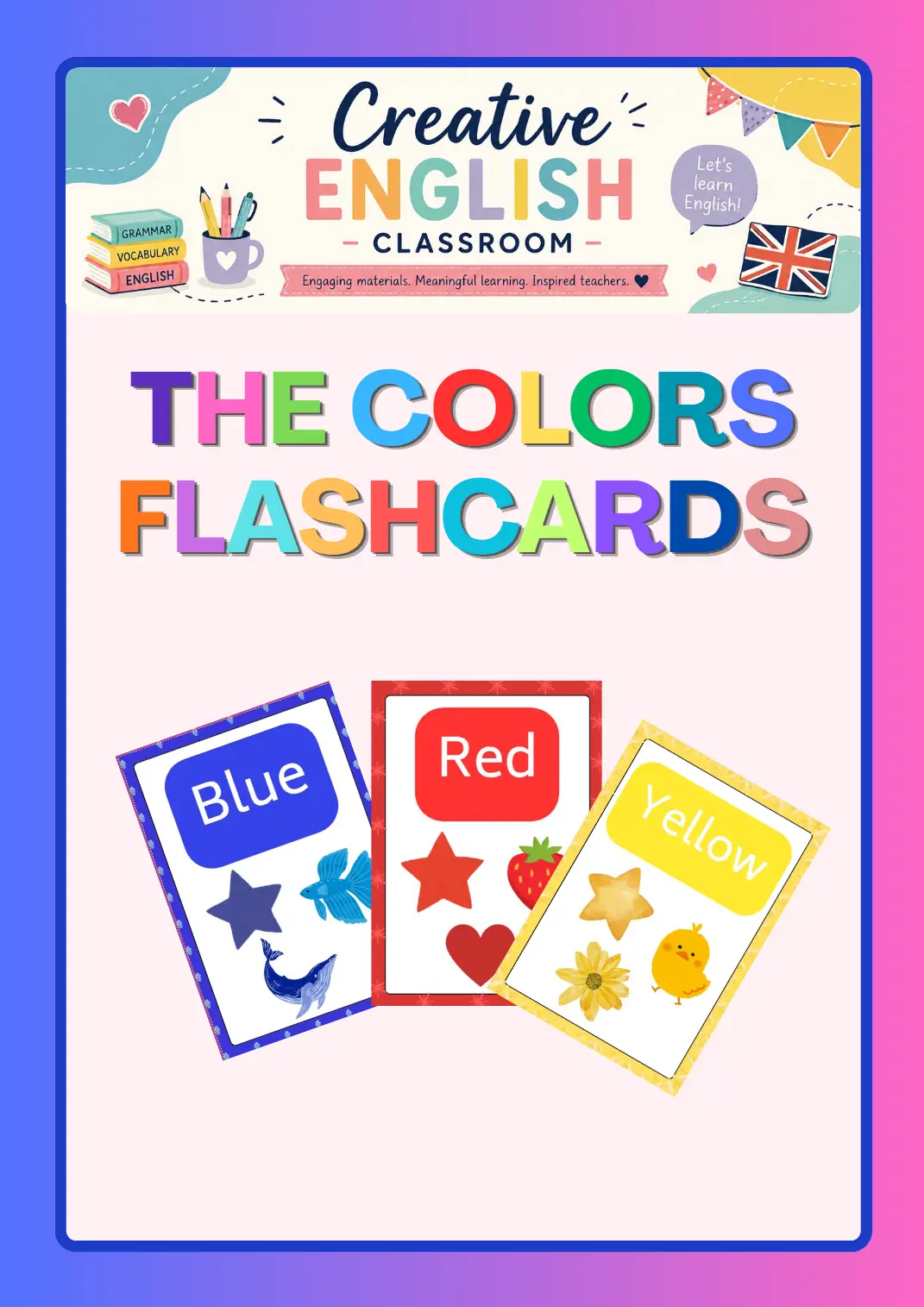 As Cores em Inglês The Colors Flashcards