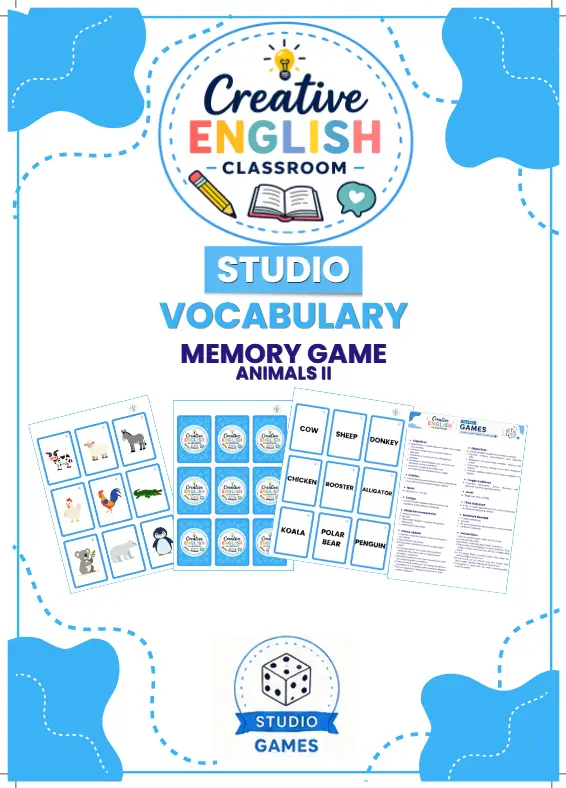 Memory Game Animals II – Jogo da Memória Animais Vocabulário em Inglês