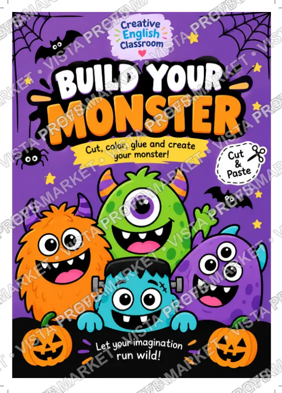 Kit Atividades Halloween Construa o seu monstro - Build your monster