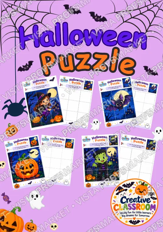 Kit Halloween Puzzle – 18 Páginas de Atividades Educação Infantil Pdf