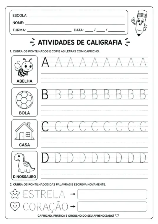 Atividades de Caligrafia A ao Z | Coordenação Motora e Alfabetização