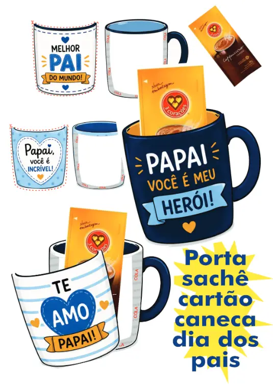 Dia dos pais - Cartão caneca | porta sachê de café