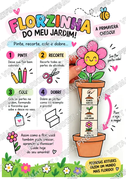 Florzinha do Meu Jardim: Atividade de Primavera para Montar e Colorir