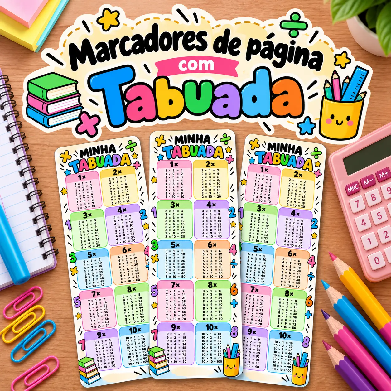 Marcador de Página de Tabuada:  Matemática | Recurso Pedagógico