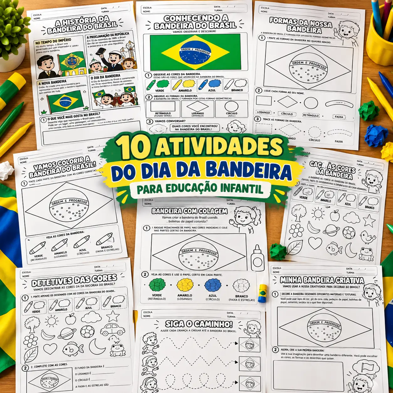 Atividades do dia da Bandeira para imprimir - Educação Infantil