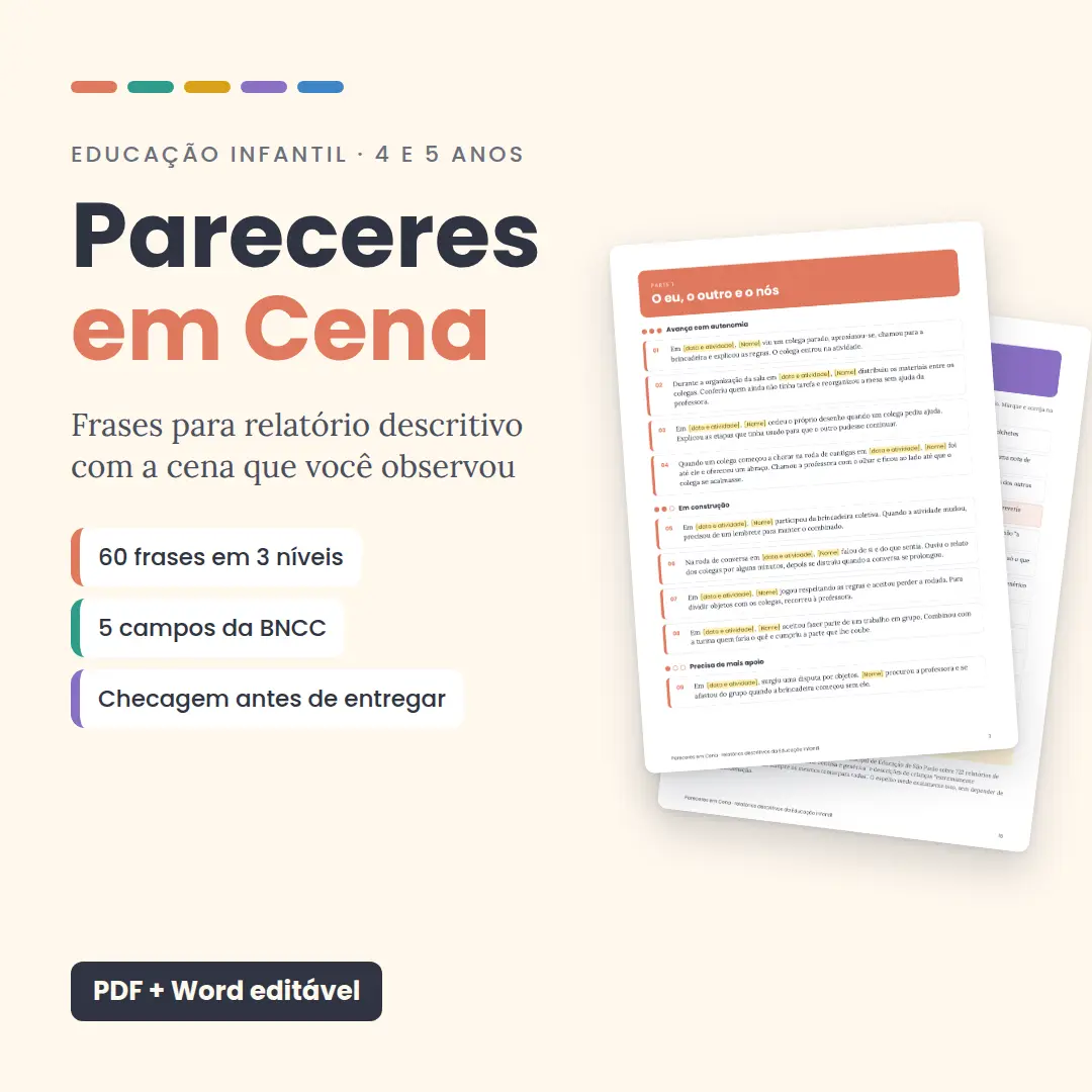 Relatório descritivo Educação Infantil 4 e 5 anos: 60 frases com cena observada + Checagem do Espelho 