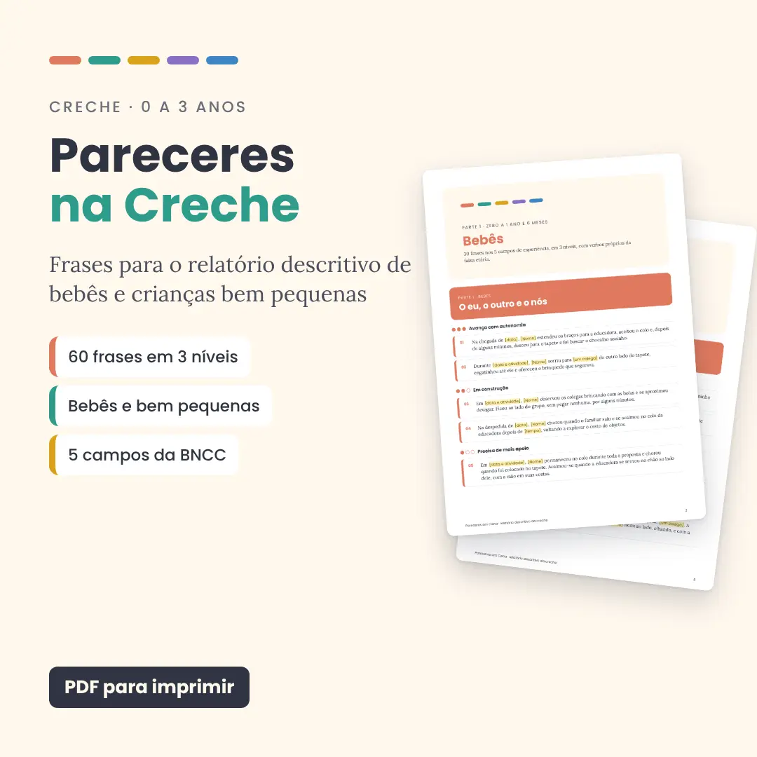 Relatório descritivo Creche 0 a 3 anos: 60 frases com cena observada (bebês e crianças bem pequenas)