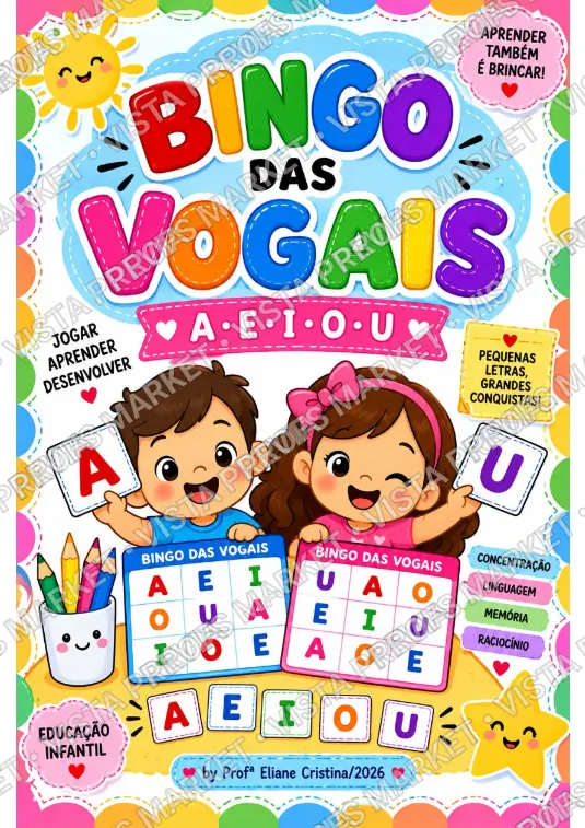 BINGO DAS VOGAIS COM DADO – JOGO PEDAGÓGICO PARA EDUCAÇÃO INFANTIL