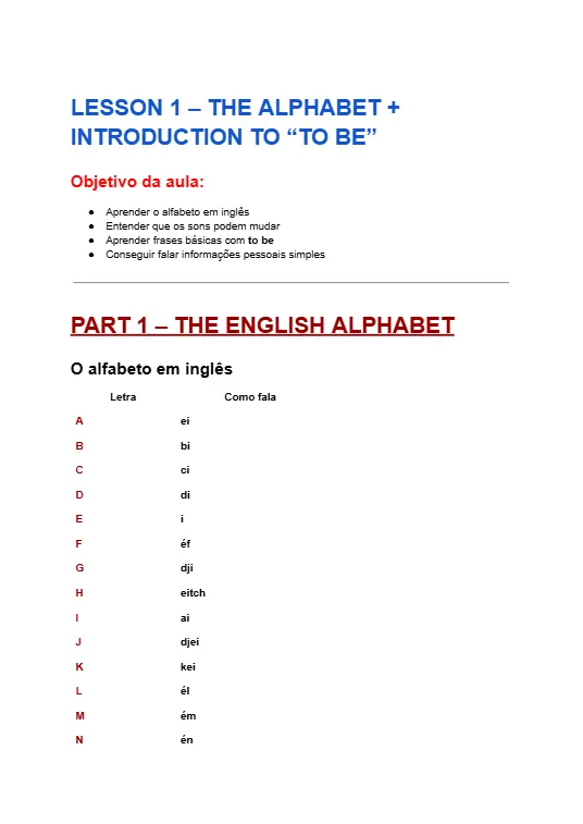 A1 - THE ALPHABET AND THEIR SOUNDS + INTRODUCTION TO “TO BE” + GREETINGS