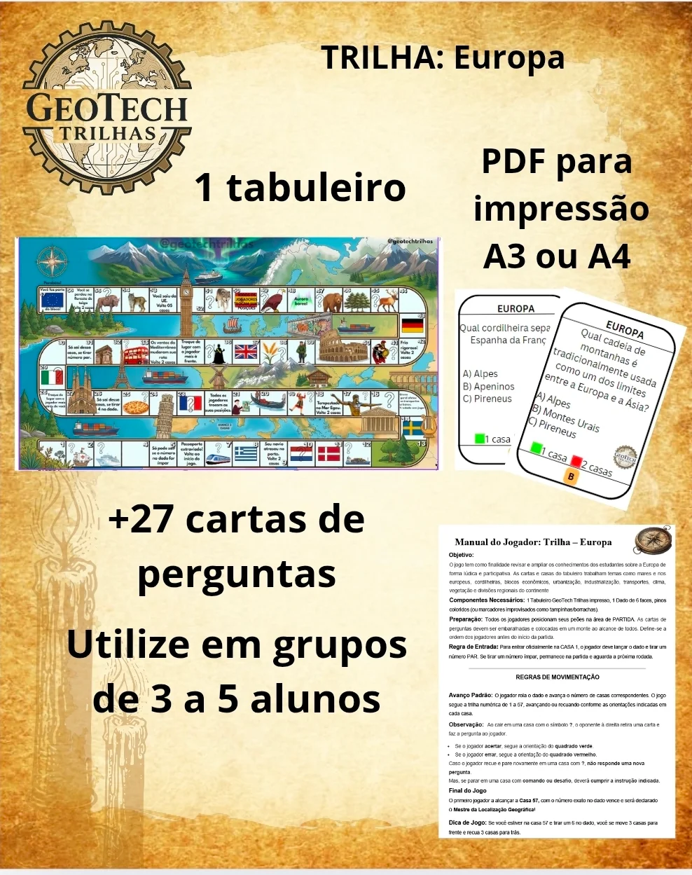 Trilha da Europa - Com cartas de perguntas