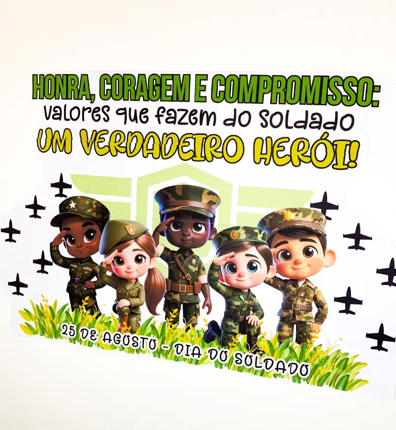 Painel Dia do Soldado - Honra e Coragem | PDF pronto para impressão