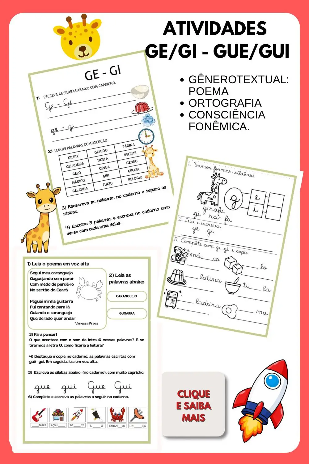 Sequência didática de POEMA - com foco na ortografia GE-GI, GUE-GUI