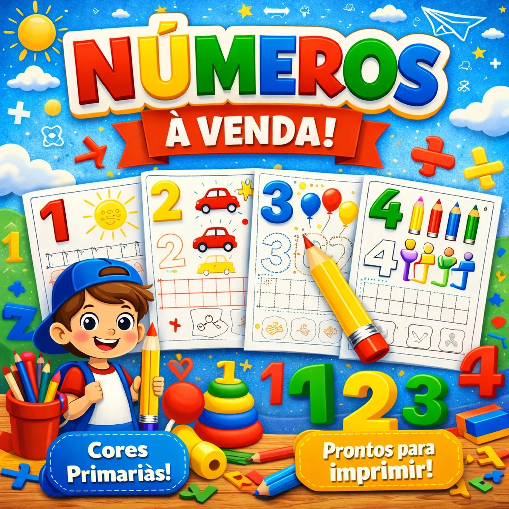 ATIVIDADE DE NÚMEROS COM CORES PRIMÁRIAS - INFANTIL 