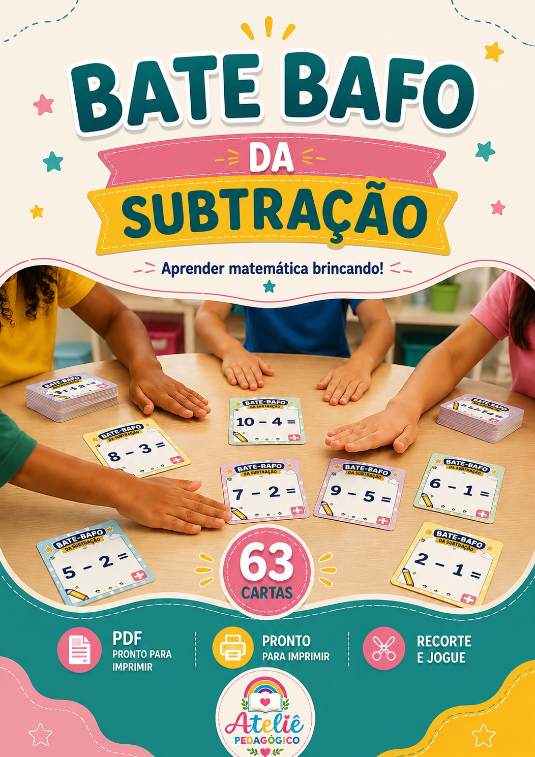 Bate-Bafo da Subtração – 63 Cartas | Jogo Matemático